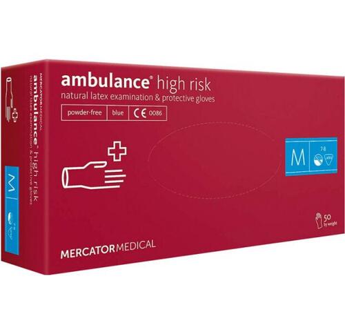 Рукавички підвищеної міцності Ambulance High Risk (сині, латекс, М/XL 50 штук)